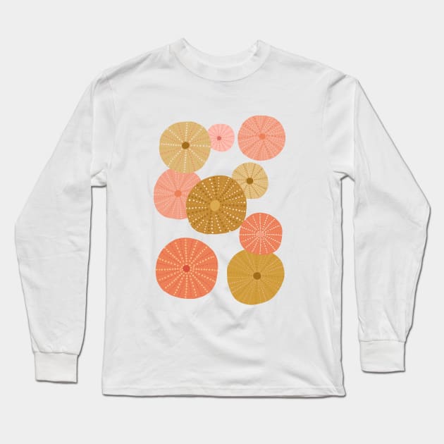 Sea Urchins in Gold + Coral Long Sleeve T-Shirt by latheandquill